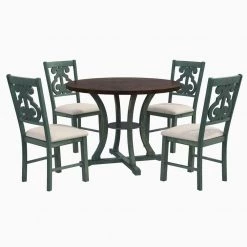 5-Piece Wood Round Dining Table and Chair Set with Special-Shaped Legs by JASMODER
