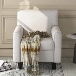Beige Linen Accent Armchair for Home or Office by JASMODER -JASMODER Sales Store beige jasmoder accent chairs pp282555aaa 31 1000