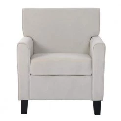 Beige Linen Accent Armchair for Home or Office by JASMODER