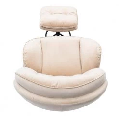 Beige Velvet Swivel and Tufted Barrel Chair with Ottoman Set by JASMODER -JASMODER Sales Store beige jasmoder accent chairs w67628189 4f 1000