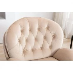 Beige Velvet Swivel and Tufted Barrel Chair with Ottoman Set by JASMODER -JASMODER Sales Store beige jasmoder accent chairs w67628189 fa 1000