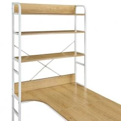 54.3 in. Beige Computer Desk with Bookshelf by JASMODER -JASMODER Sales Store beige jasmoder computer desks wf198459aal 76 1000