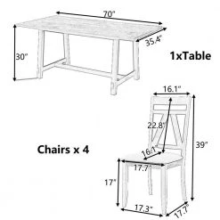5-Piece Rectangle Beige Wood Top Dining Room Set, for Home or Commercial Use (Seats 4) by JASMODER -JASMODER Sales Store beige jasmoder dining room sets sh000218aae 76 1000