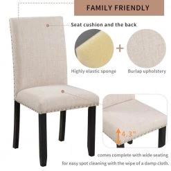 5-Piece Dining Set Table Faux Marble with 4-Thicken Cushion Dining Chairs Home Furniture by JASMODER -JASMODER Sales Store beige jasmoder dining room sets st000040aaa 1f 1000