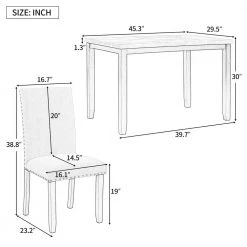 5-Piece Dining Set Table Faux Marble with 4-Thicken Cushion Dining Chairs Home Furniture by JASMODER -JASMODER Sales Store beige jasmoder dining room sets st000040aaa 76 1000