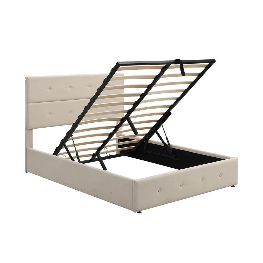 57.5 in. W Beige Full Frame Platform Bed by JASMODER 8 57.5 in. W Beige Full Frame Platform Bed by JASMODER - Image 6