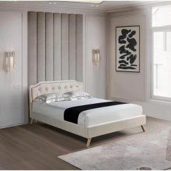 78.7 in. W Beige King Frame Platform Bed by JASMODER