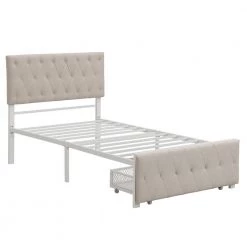 Beige Twin Size Storage Bed Metal Platform Bed with a Big Drawer by JASMODER 15 Beige Twin Size Storage Bed Metal Platform Bed with a Big Drawer by JASMODER -JASMODER Sales Store beige jasmoder platform beds wf212443aaa 44 1000