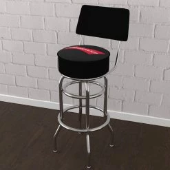 Budweiser Bowtie Red or Black 30 in. Chrome Swivel Cushioned Bar Stool by Trademark -JASMODER Sales Store black chrome trademark bar stools ab1100 bud 31 1000