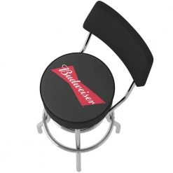 Budweiser Bowtie Red or Black 30 in. Chrome Swivel Cushioned Bar Stool by Trademark -JASMODER Sales Store black chrome trademark bar stools ab1100 bud 4f 1000