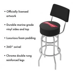 Budweiser Bowtie Red or Black 30 in. Chrome Swivel Cushioned Bar Stool by Trademark -JASMODER Sales Store black chrome trademark bar stools ab1100 bud c3 1000