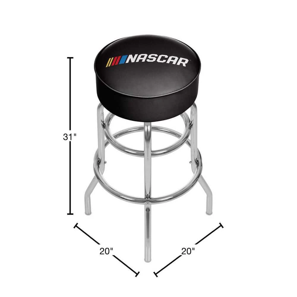NASCAR 31 in. Chrome Swivel Cushioned Bar Stool by Trademark 4 NASCAR 31 in. Chrome Swivel Cushioned Bar Stool by Trademark - Image 2