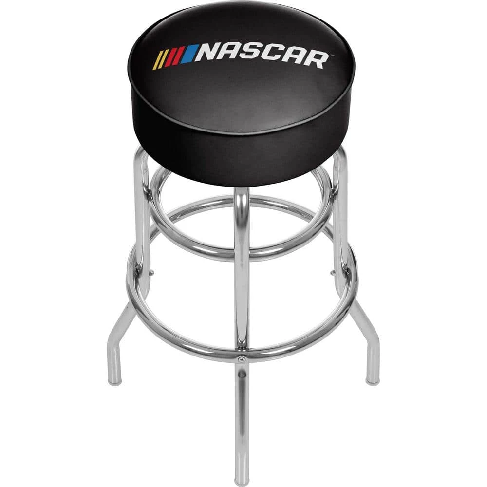 NASCAR 31 in. Chrome Swivel Cushioned Bar Stool by Trademark 3 NASCAR 31 in. Chrome Swivel Cushioned Bar Stool by Trademark