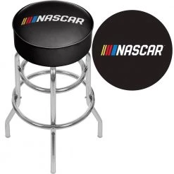 NASCAR 31 in. Chrome Swivel Cushioned Bar Stool by Trademark 8 NASCAR 31 in. Chrome Swivel Cushioned Bar Stool by Trademark -JASMODER Sales Store black chrome trademark bar stools nascar1000 c3 1000