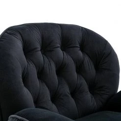 Black Velvet Swivel and Tufted Barrel Chair with Ottoman Set by JASMODER -JASMODER Sales Store black jasmoder accent chairs w67641181 4f 1000