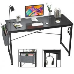 47 in. Black Computer Desk Home Office Writing Study Desk, Laptop Table with Storage Bag by JASMODER -JASMODER Sales Store black jasmoder computer desks w63327397 77 1000