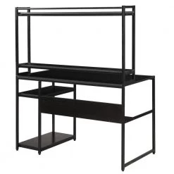 47.2 in. Black Computer Desk with Bookshelf by JASMODER