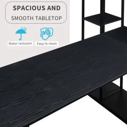 63 in. Black Computer Desk with Bookshelf by JASMODER -JASMODER Sales Store black jasmoder computer desks wf198285aab 76 1000