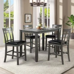 5-Piece Rectangle Black Wood Top Dining Room Set, for Home or Commercial Use (Seats 4) by JASMODER 17 5-Piece Rectangle Black Wood Top Dining Room Set, for Home or Commercial Use (Seats 4) by JASMODER -JASMODER Sales Store black jasmoder dining room sets sh000095aae 31 1000