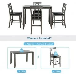 5-Piece Rectangle Black Wood Top Dining Room Set, for Home or Commercial Use (Seats 4) by JASMODER 14 5-Piece Rectangle Black Wood Top Dining Room Set, for Home or Commercial Use (Seats 4) by JASMODER -JASMODER Sales Store black jasmoder dining room sets sh000095aae 44 1000