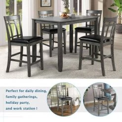 5-Piece Rectangle Black Wood Top Dining Room Set, for Home or Commercial Use (Seats 4) by JASMODER 12 5-Piece Rectangle Black Wood Top Dining Room Set, for Home or Commercial Use (Seats 4) by JASMODER -JASMODER Sales Store black jasmoder dining room sets sh000095aae 4f 1000