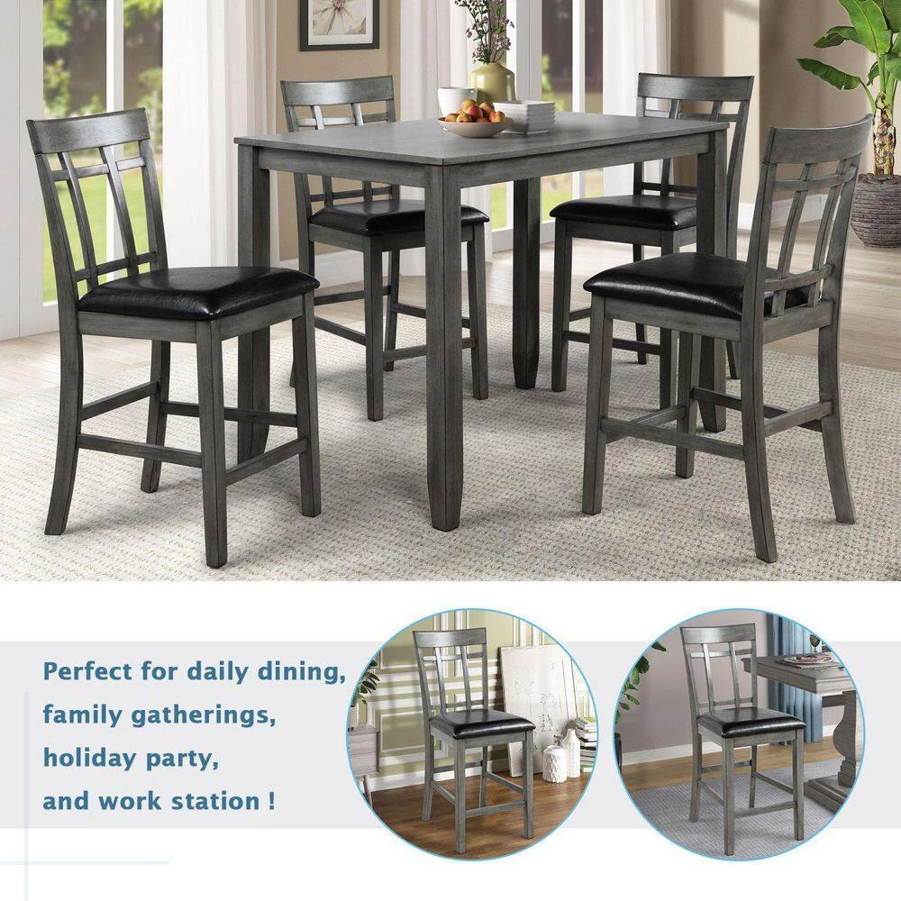5-Piece Rectangle Black Wood Top Dining Room Set, for Home or Commercial Use (Seats 4) by JASMODER 5 5-Piece Rectangle Black Wood Top Dining Room Set, for Home or Commercial Use (Seats 4) by JASMODER - Image 3