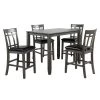 5-Piece Rectangle Black Wood Top Dining Room Set, for Home or Commercial Use (Seats 4) by JASMODER