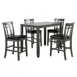 5-Piece Rectangle Black Wood Top Dining Room Set, for Home or Commercial Use (Seats 4) by JASMODER