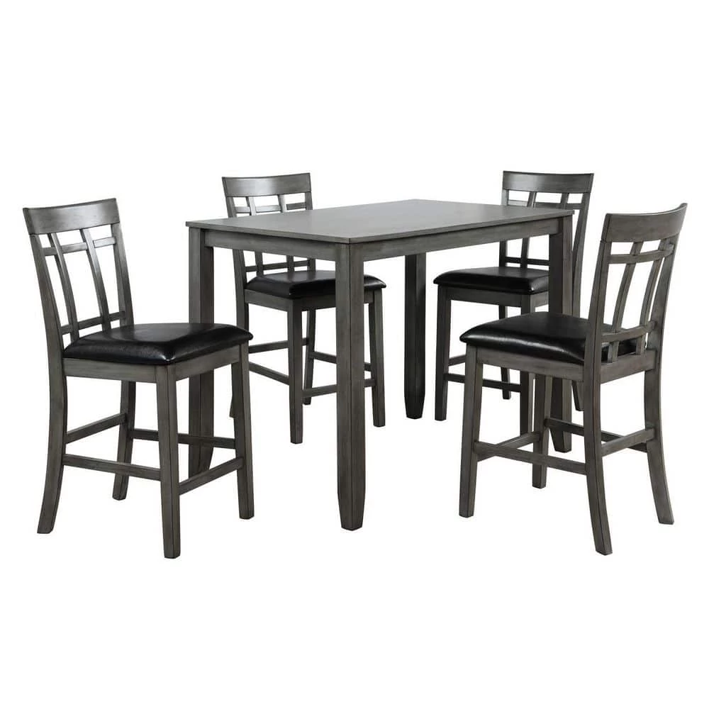 5-Piece Rectangle Black Wood Top Dining Room Set, for Home or Commercial Use (Seats 4) by JASMODER 3 5-Piece Rectangle Black Wood Top Dining Room Set, for Home or Commercial Use (Seats 4) by JASMODER