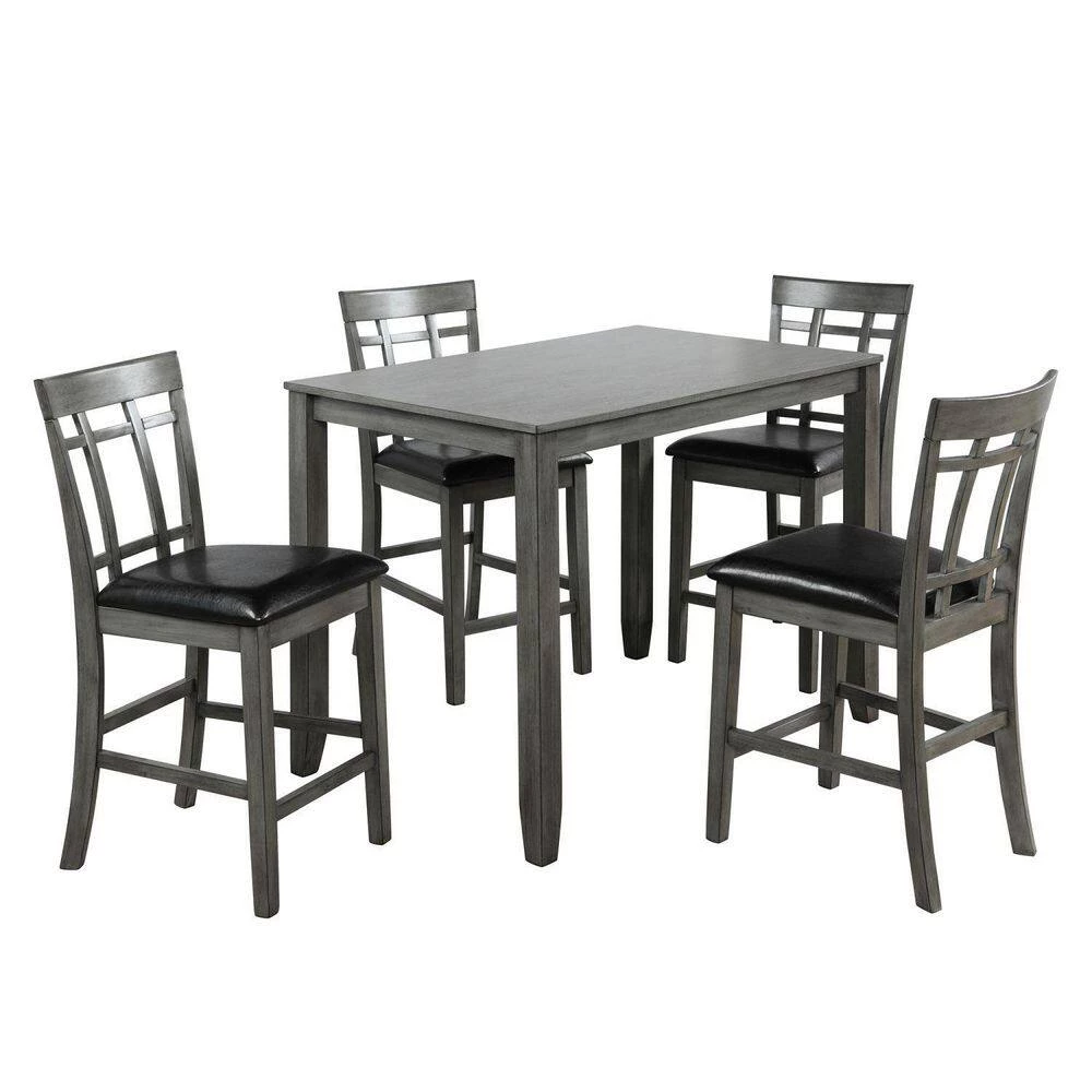 5-Piece Rectangle Black Wood Top Dining Room Set, for Home or Commercial Use (Seats 4) by JASMODER 4 5-Piece Rectangle Black Wood Top Dining Room Set, for Home or Commercial Use (Seats 4) by JASMODER - Image 2