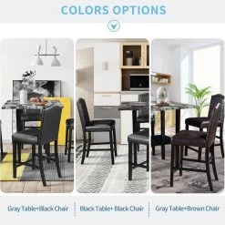 5-Piece Square Black Wood Top Dining Room Set, for Home or Commercial Use (Seats 4) by JASMODER -JASMODER Sales Store black jasmoder dining room sets sh000122aae c3 1000