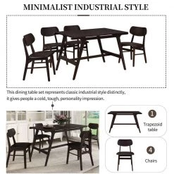 5-Piece Rectangle Black Wood Top Dining Room Set, for Home or Commercial Use (Seats 4) by JASMODER -JASMODER Sales Store black jasmoder dining room sets st000041aap 44 1000