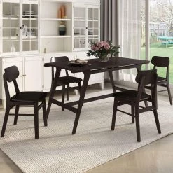 5-Piece Rectangle Black Wood Top Dining Room Set, for Home or Commercial Use (Seats 4) by JASMODER -JASMODER Sales Store black jasmoder dining room sets st000041aap 4f 1000