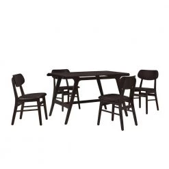 5-Piece Rectangle Black Wood Top Dining Room Set, for Home or Commercial Use (Seats 4) by JASMODER
