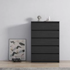 5-Drawer Black Composite Dresser (19.68 in. x 27.93 in. x 16.53 in.) by JASMODER -JASMODER Sales Store black jasmoder dressers w331s00036 31 1000