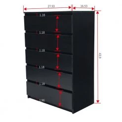 5-Drawer Black Composite Dresser (19.68 in. x 27.93 in. x 16.53 in.) by JASMODER -JASMODER Sales Store black jasmoder dressers w331s00036 76 1000