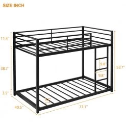 40.5 in. W Twin over Twin Metal Bunk Bed, Low Bunk Bed with Ladder, Black(New) by JASMODER 15 40.5 in. W Twin over Twin Metal Bunk Bed, Low Bunk Bed with Ladder, Black(New) by JASMODER -JASMODER Sales Store black jasmoder platform beds mf285535aab 44 1000