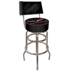 Corvette C6 30 in. Chrome Swivel Cushioned Bar Stool by Trademark