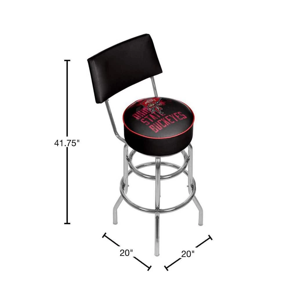 Ohio State Smoking Brutus 31 in. Chrome Padded Swivel Bar Stool by Trademark 5 Ohio State Smoking Brutus 31 in. Chrome Padded Swivel Bar Stool by Trademark - Image 3