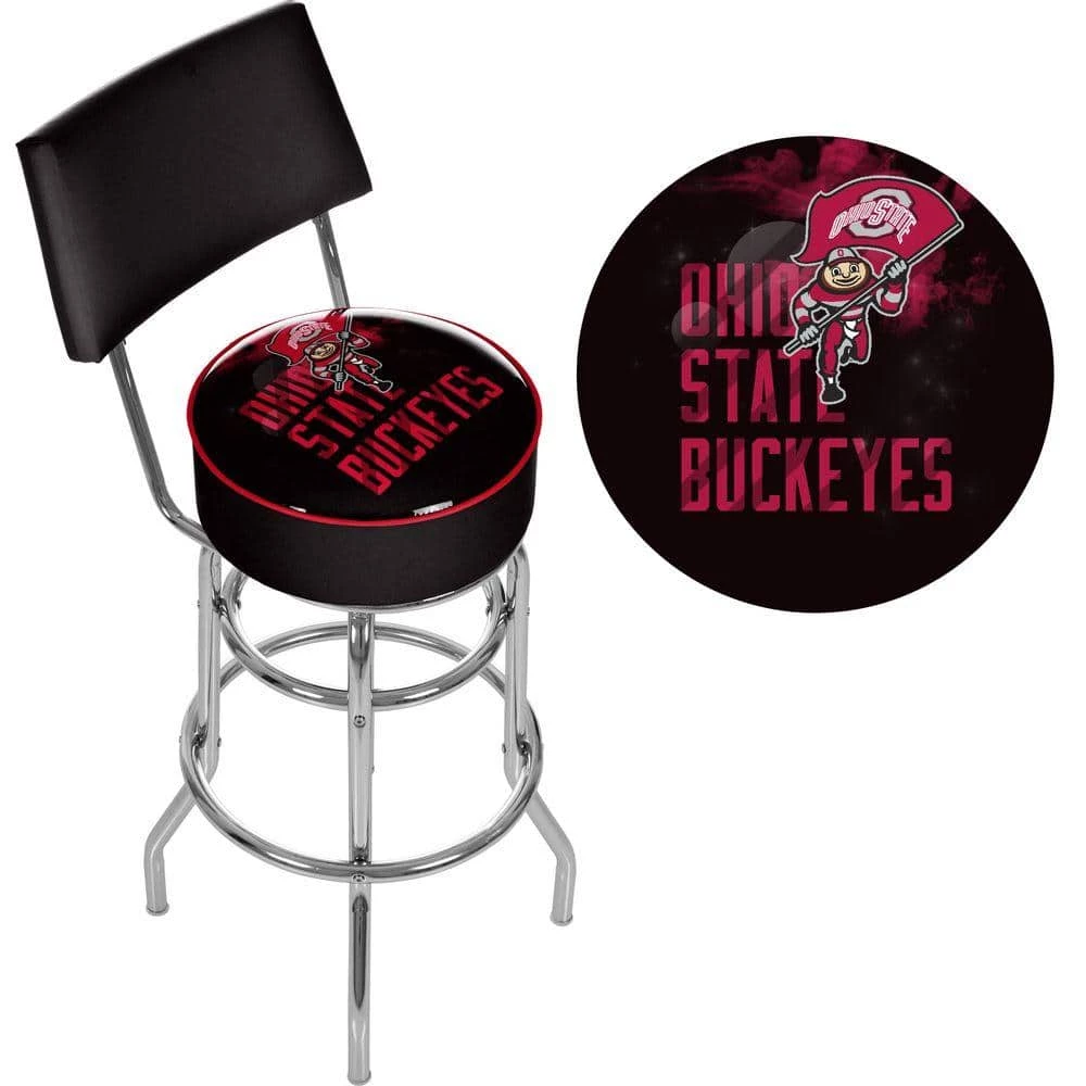 Ohio State Smoking Brutus 31 in. Chrome Padded Swivel Bar Stool by Trademark 3 Ohio State Smoking Brutus 31 in. Chrome Padded Swivel Bar Stool by Trademark