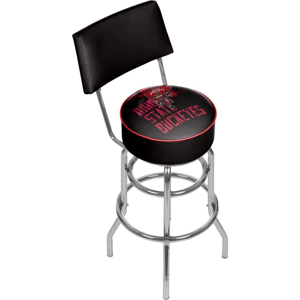 Ohio State Smoking Brutus 31 in. Chrome Padded Swivel Bar Stool by Trademark 4 Ohio State Smoking Brutus 31 in. Chrome Padded Swivel Bar Stool by Trademark - Image 2