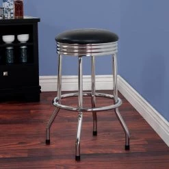 28.5 in. Black Swivel Cushioned Bar Stool by Trademark -JASMODER Sales Store black trademark bar stools 99 sr36 b 31 1000