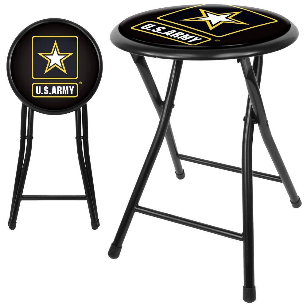 U.S. Army 18 in. Black Cushioned Folding Bar Stool by Trademark 6 U.S. Army 18 in. Black Cushioned Folding Bar Stool by Trademark - Image 4
