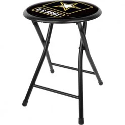 U.S. Army 18 in. Black Cushioned Folding Bar Stool by Trademark