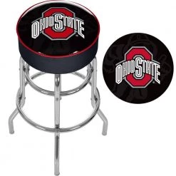 Ohio State Shadow Brutus 31 in. Chrome Padded Swivel Bar Stool by Trademark -JASMODER Sales Store black white red trademark bar stools osu1000 fade 4f 1000