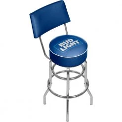 Bud Light Blue 30 in. Chrome Swivel Cushioned Bar Stool by Trademark