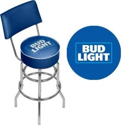 Bud Light Blue 30 in. Chrome Swivel Cushioned Bar Stool by Trademark -JASMODER Sales Store blue chrome trademark bar stools ab1100 bl c3 1000