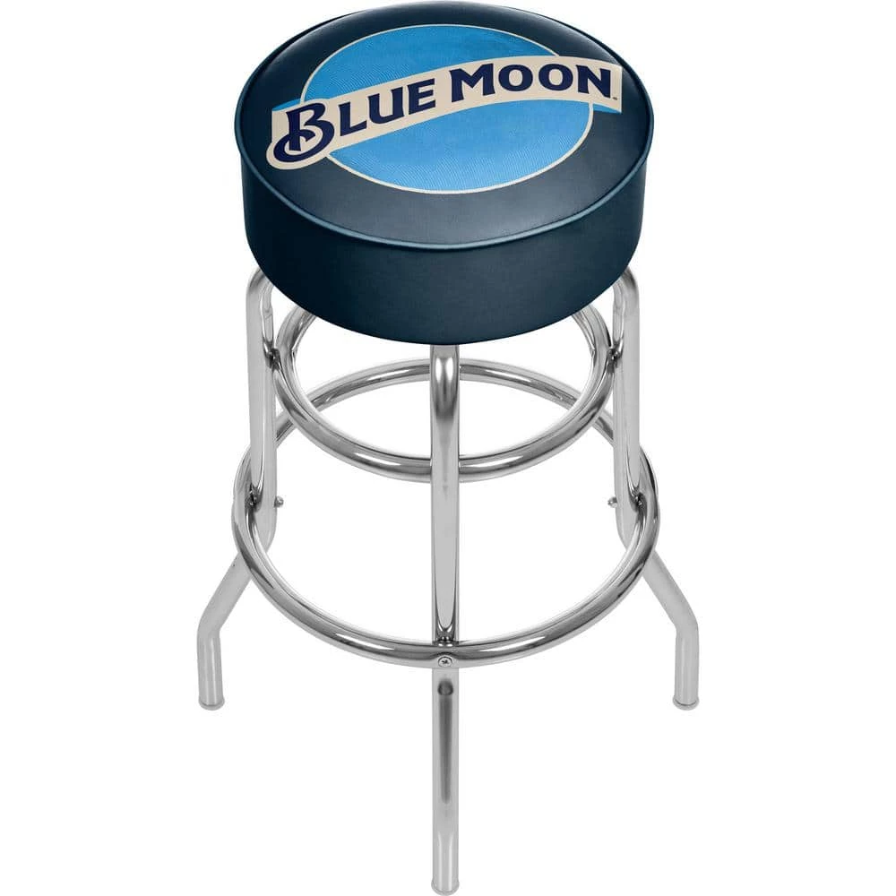 Blue Moon 31 in. Chrome Swivel Cushioned Bar Stool by Trademark 3 Blue Moon 31 in. Chrome Swivel Cushioned Bar Stool by Trademark