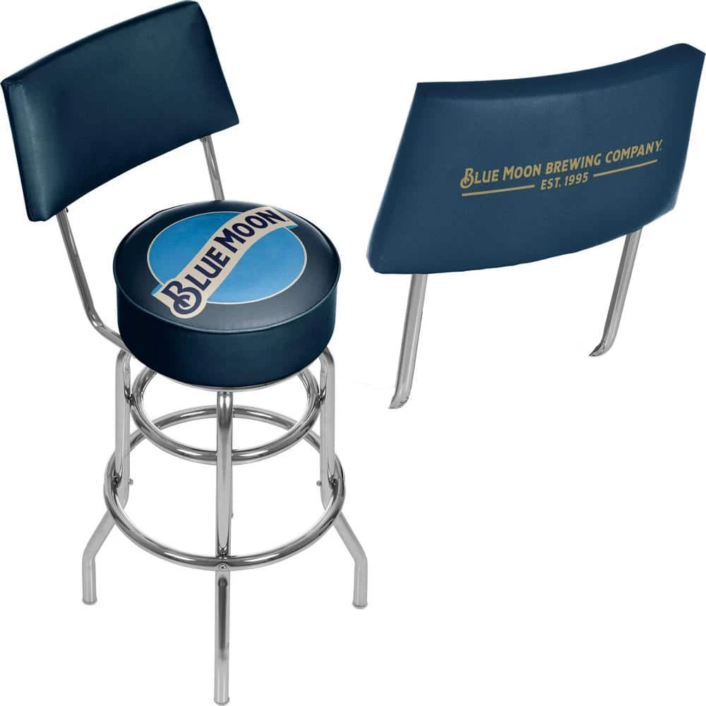 Blue Moon 30 in. Chrome Swivel Cushioned Bar Stool by Trademark 3 Blue Moon 30 in. Chrome Swivel Cushioned Bar Stool by Trademark