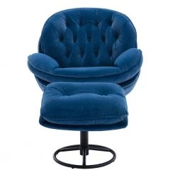 Blue Velvet Swivel and Tufted Barrel Chair with Ottoman Set by JASMODER -JASMODER Sales Store blue jasmoder accent chairs w67632623 4f 1000